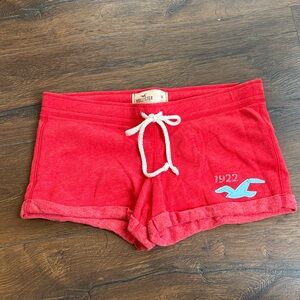NWT Hollister Vibrant Red Sweat Beach Shorts with Blue Logo Medium